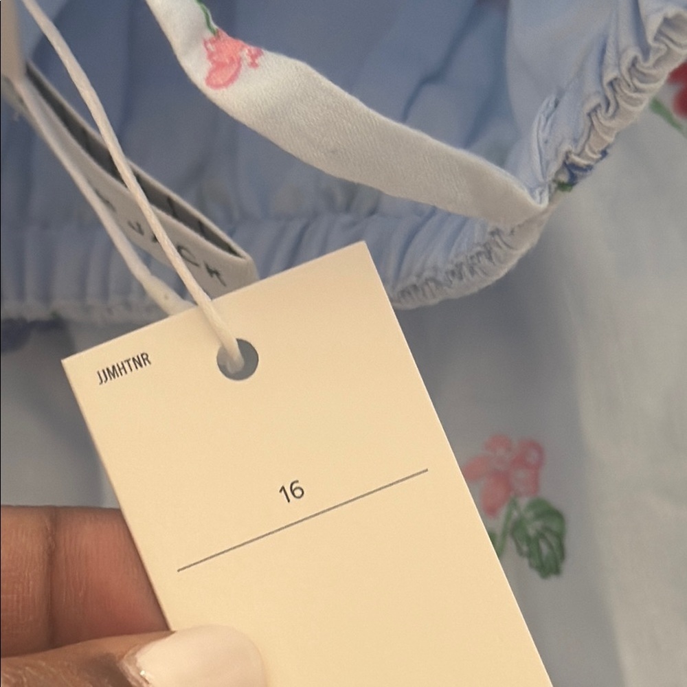 Janie and Jack Blue Floral girls sun Dress in White with Red and Blue flowe - Picture 7 of 16